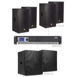 Forte12.6, 4x PX112, 2x Baso15 + SMQ750 Installasjonspakke - 200m2 - Sort